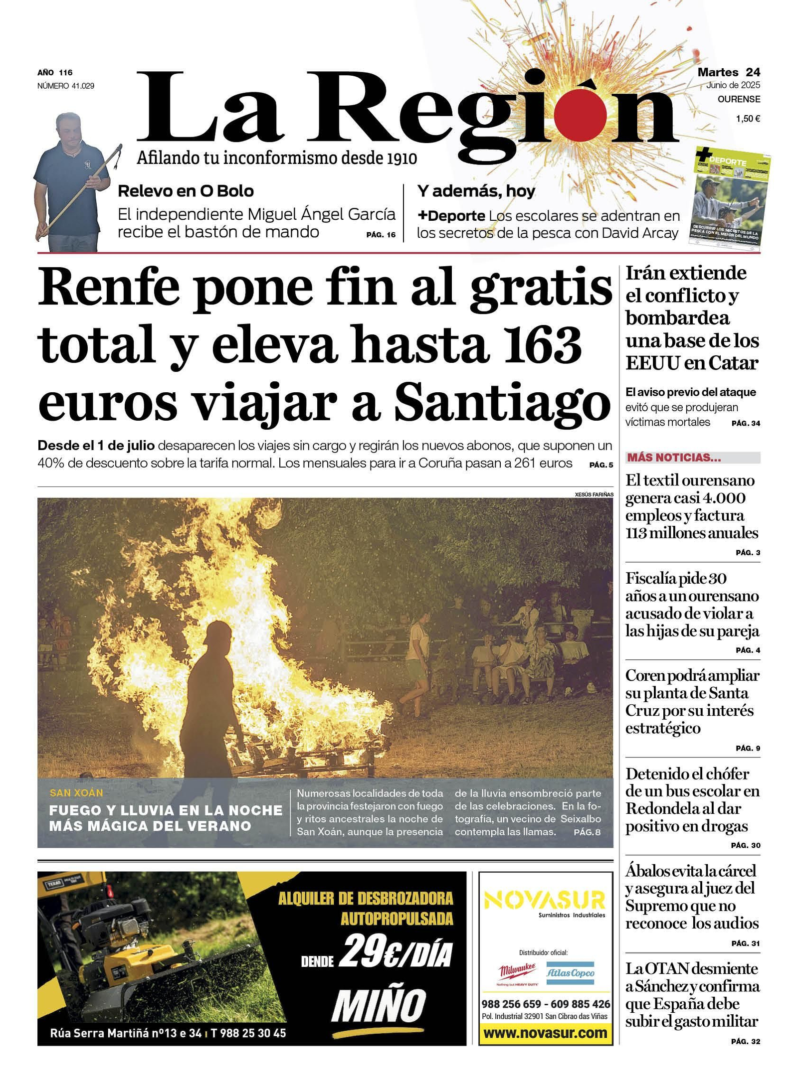 La portada de La Región.