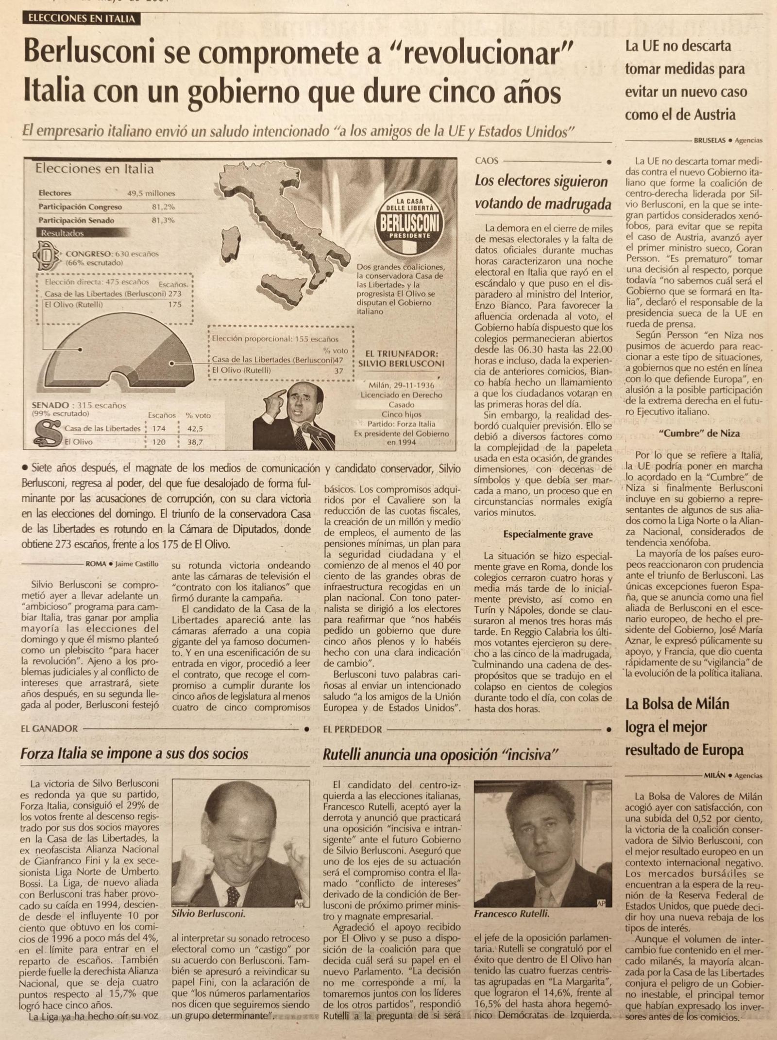 Berlusconi se compromete a "revolucionar" Italia.