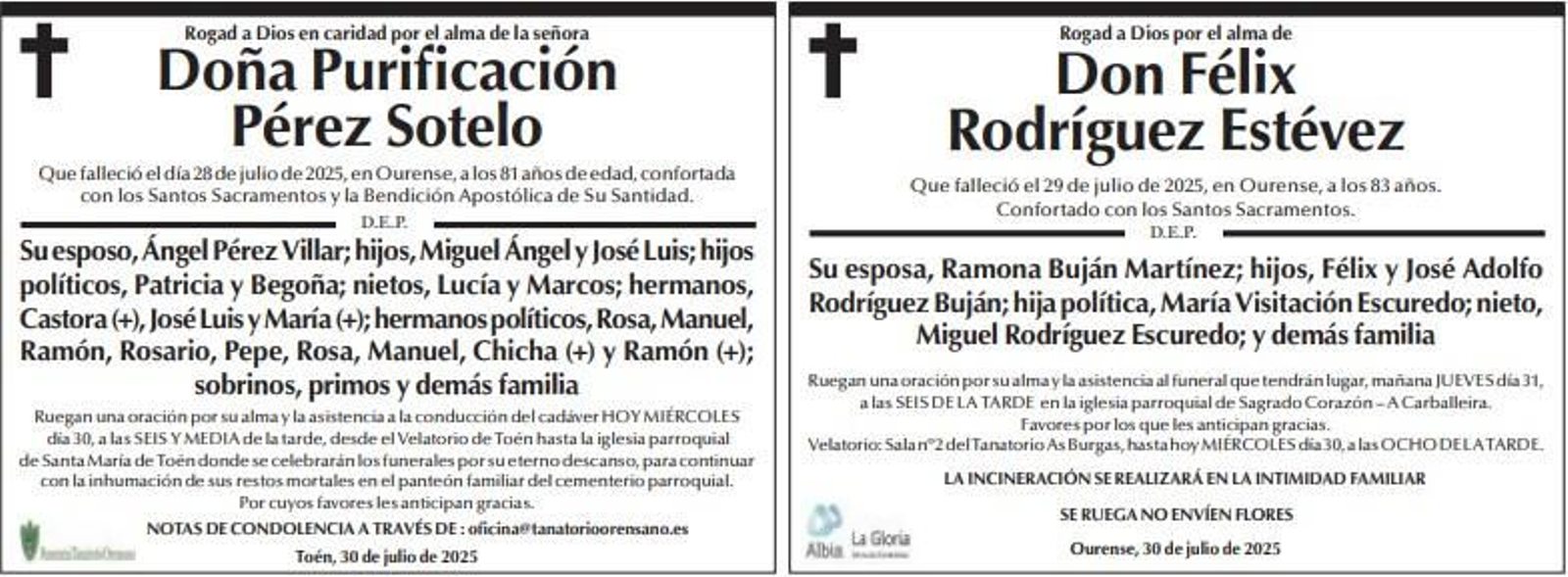 Las despedidas de este miércoles