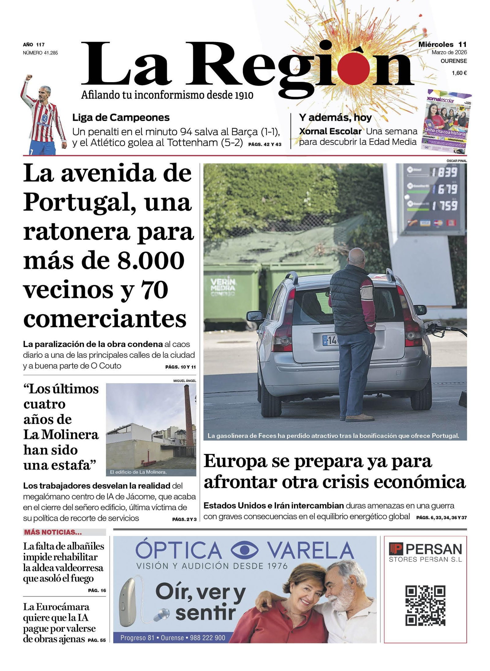 La portada de La Región.