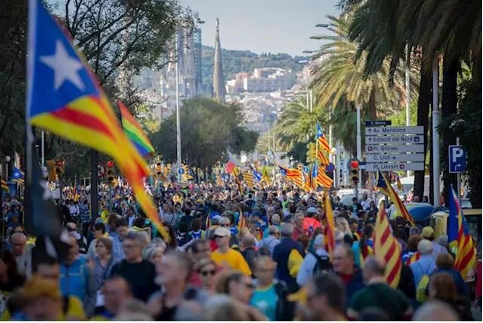 Manifestación de ANC y Òmnium Cultural contra la sentencia del proceso independentista