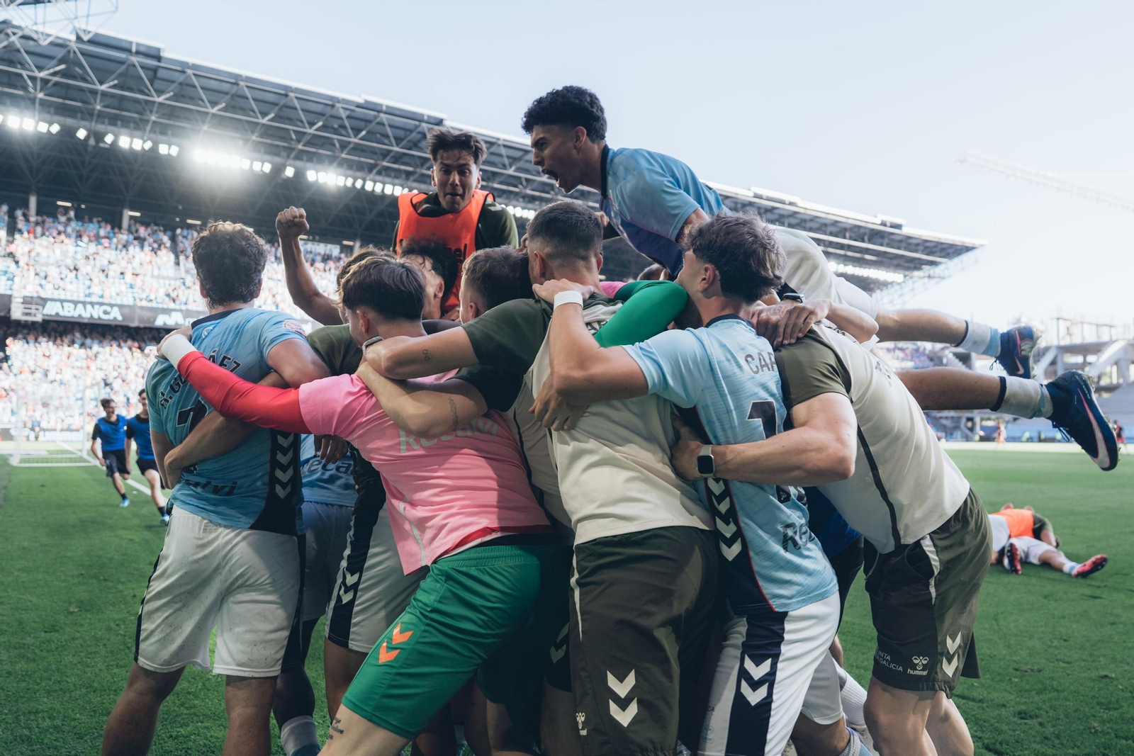 El Celta Fortuna celebra la victoria ante la Ponferradina en Balaídos.