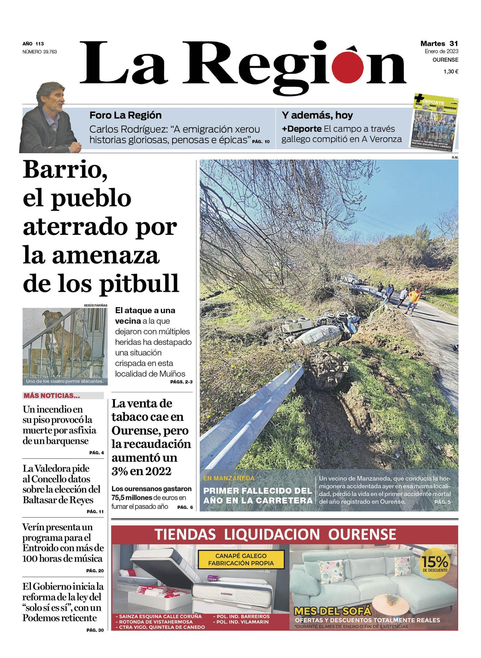 La portada de La Región este martes 31 de enero