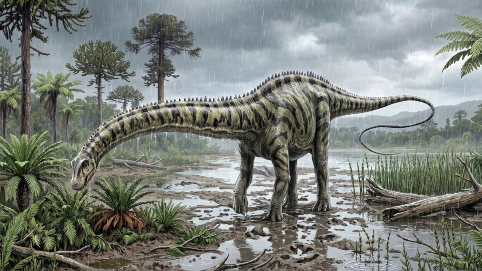 Ilustración de Diplodocus realizada por Carmelo López del grupo de investigación