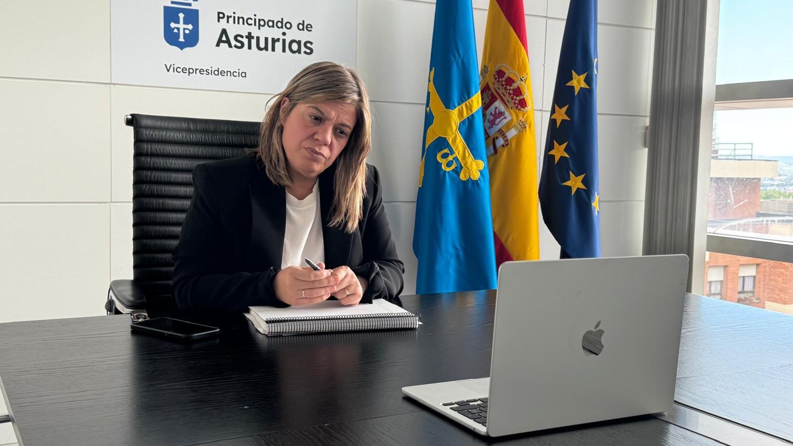 Gimena Llamedo durante la reunión telemática
