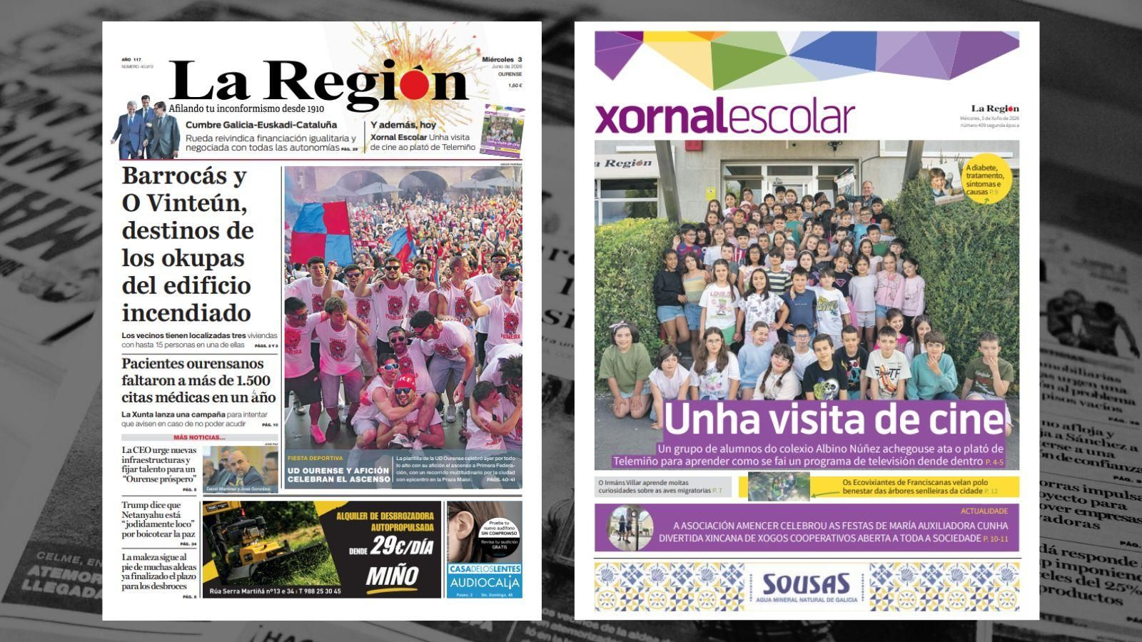 La portada de La Región de este miércoles 3 de junio.