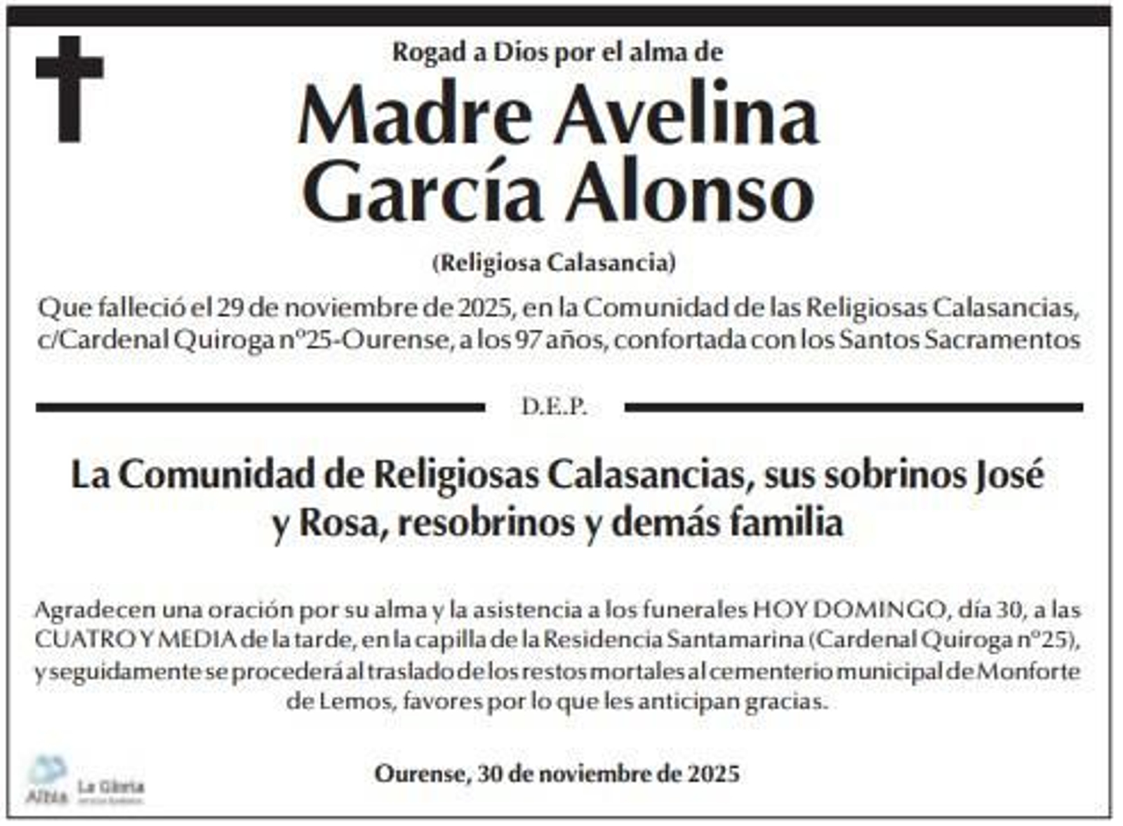 Las esquelas de hoy, 30 de noviembre