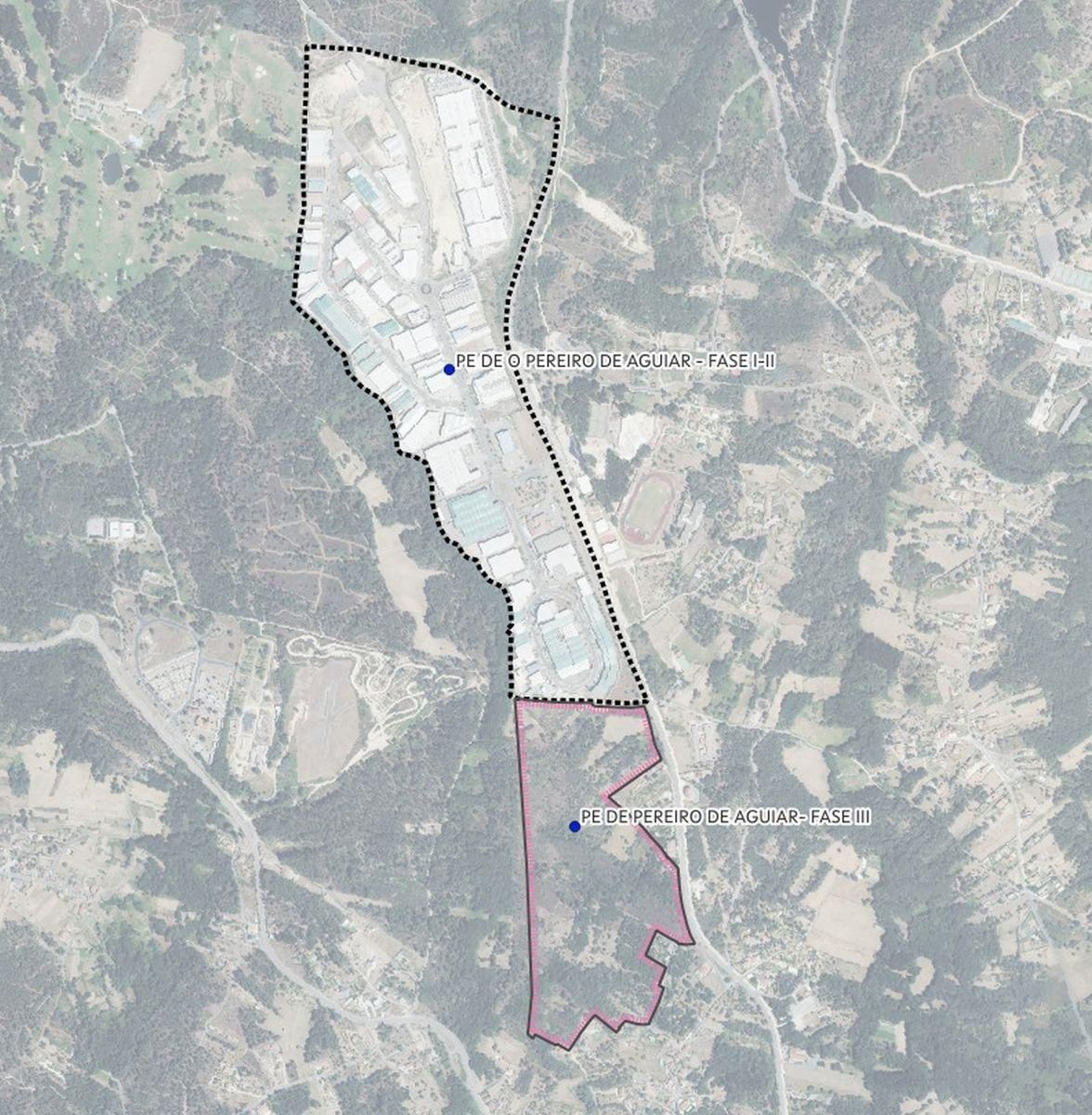 Vista aérea del Polígono de Pereiro, con la zona de ampliación prevista.