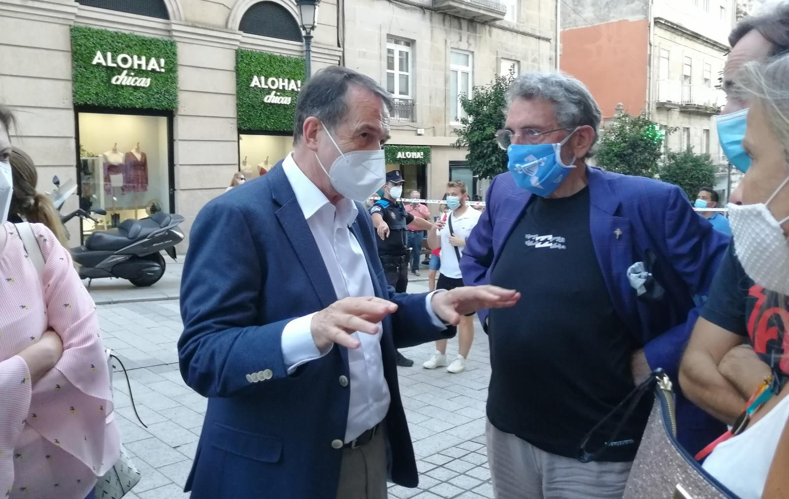Caballero y Mouriño en el incendio de la sede del Celta
