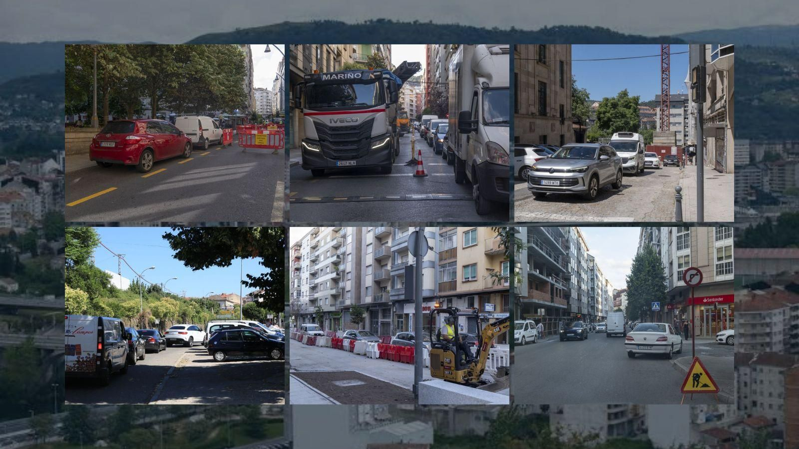Ourense, una ciudad de vías taponadas, obras  improvisadas y cero aparcamiento.