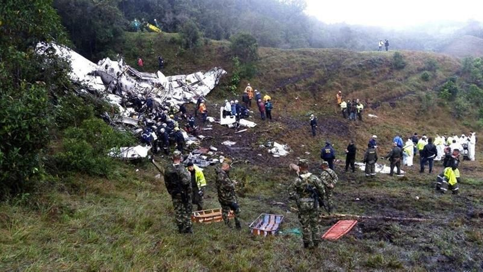 Una de las imágenes de los restos del avión siniestrado en Colombia.
