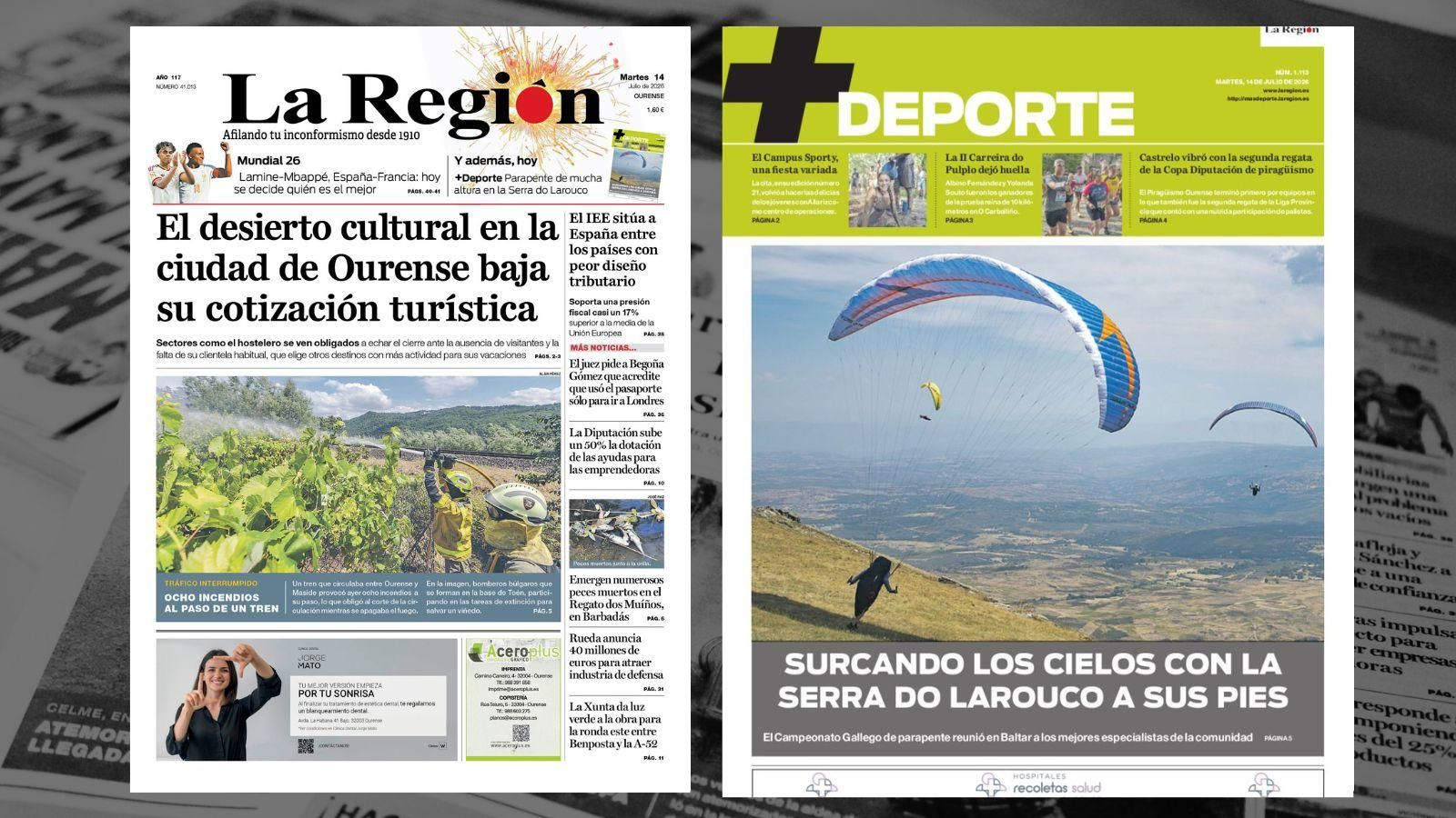 La portada de La Región de este martes.