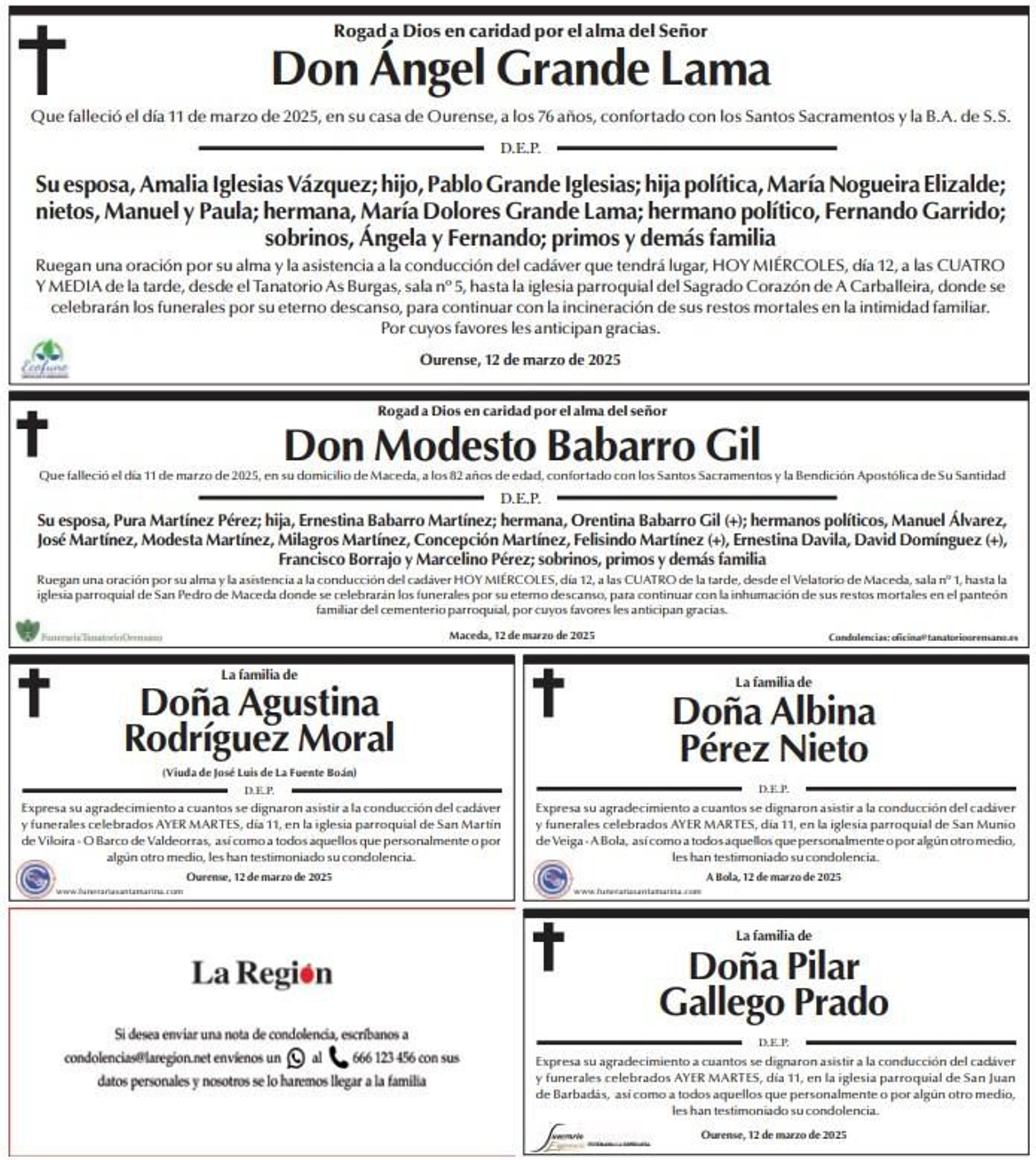 Esquelas 12 de marzo.