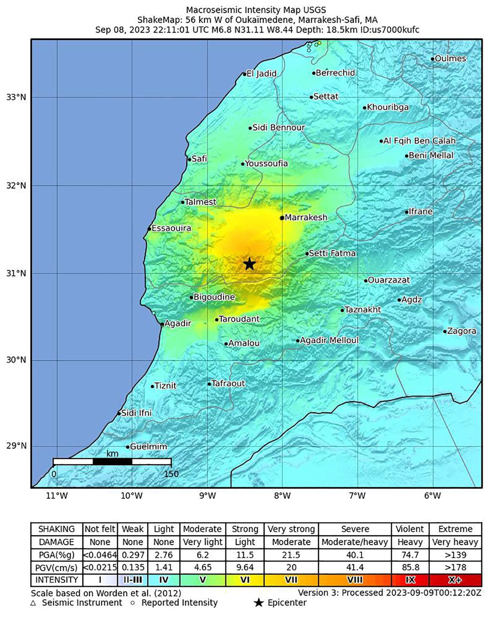 Epicentro del terremoto de Marruecos (EFE)