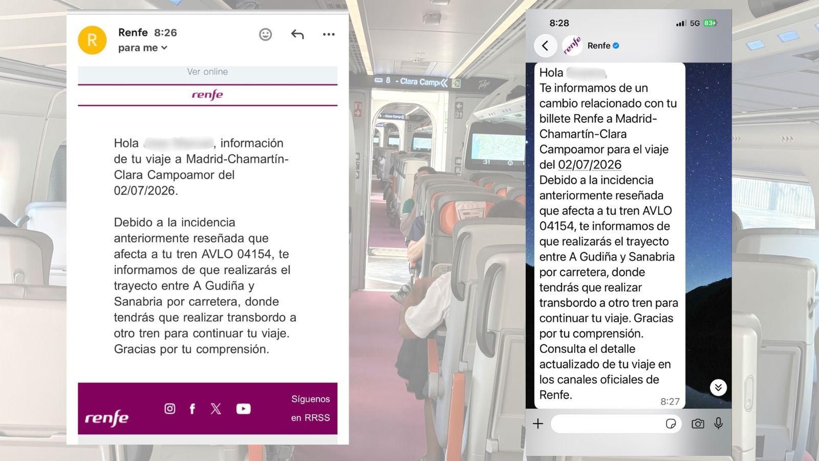 Mensajes recibidos por los pasajeros