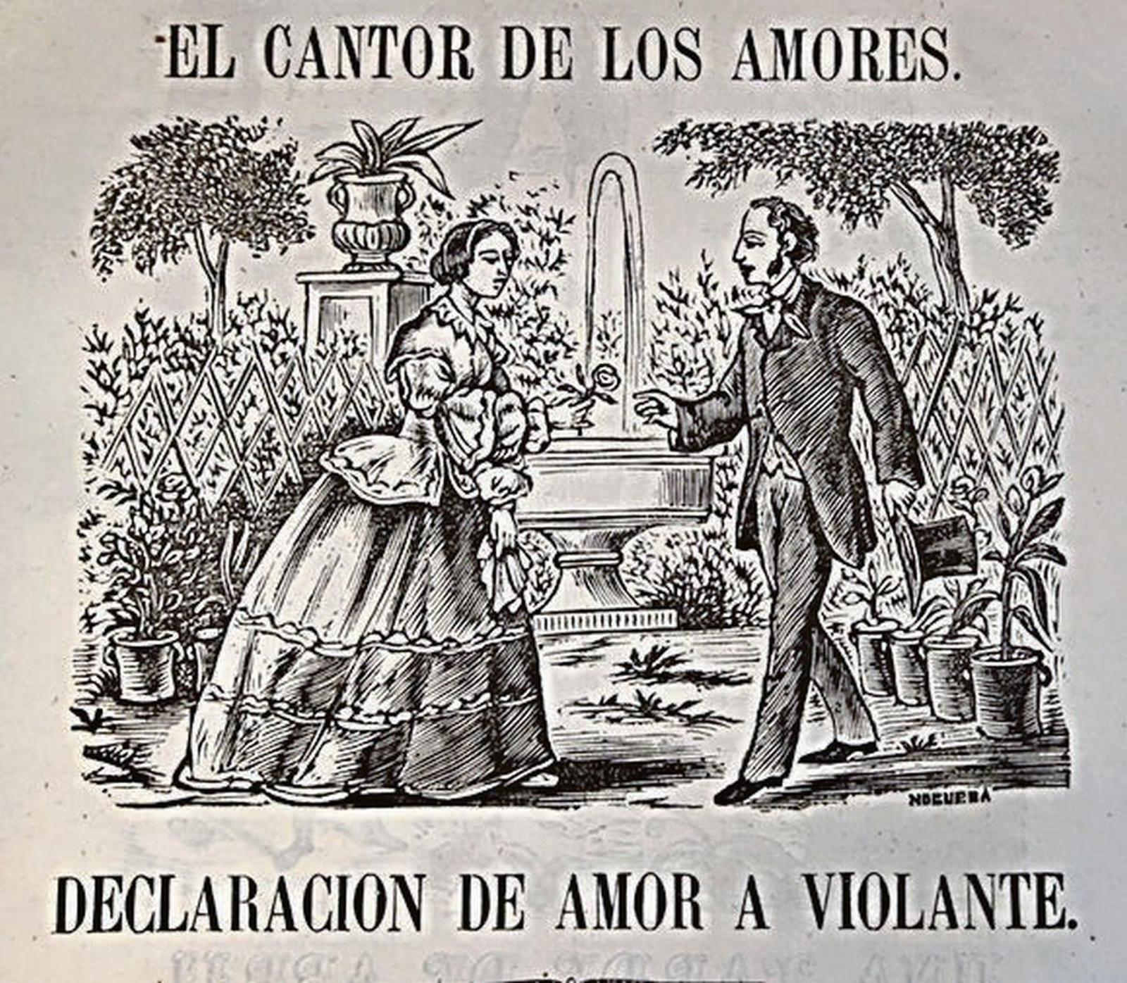 La guapa y elegante Violante recibiendo el amor de su enamorado en un entorno romántico y bucólico.
