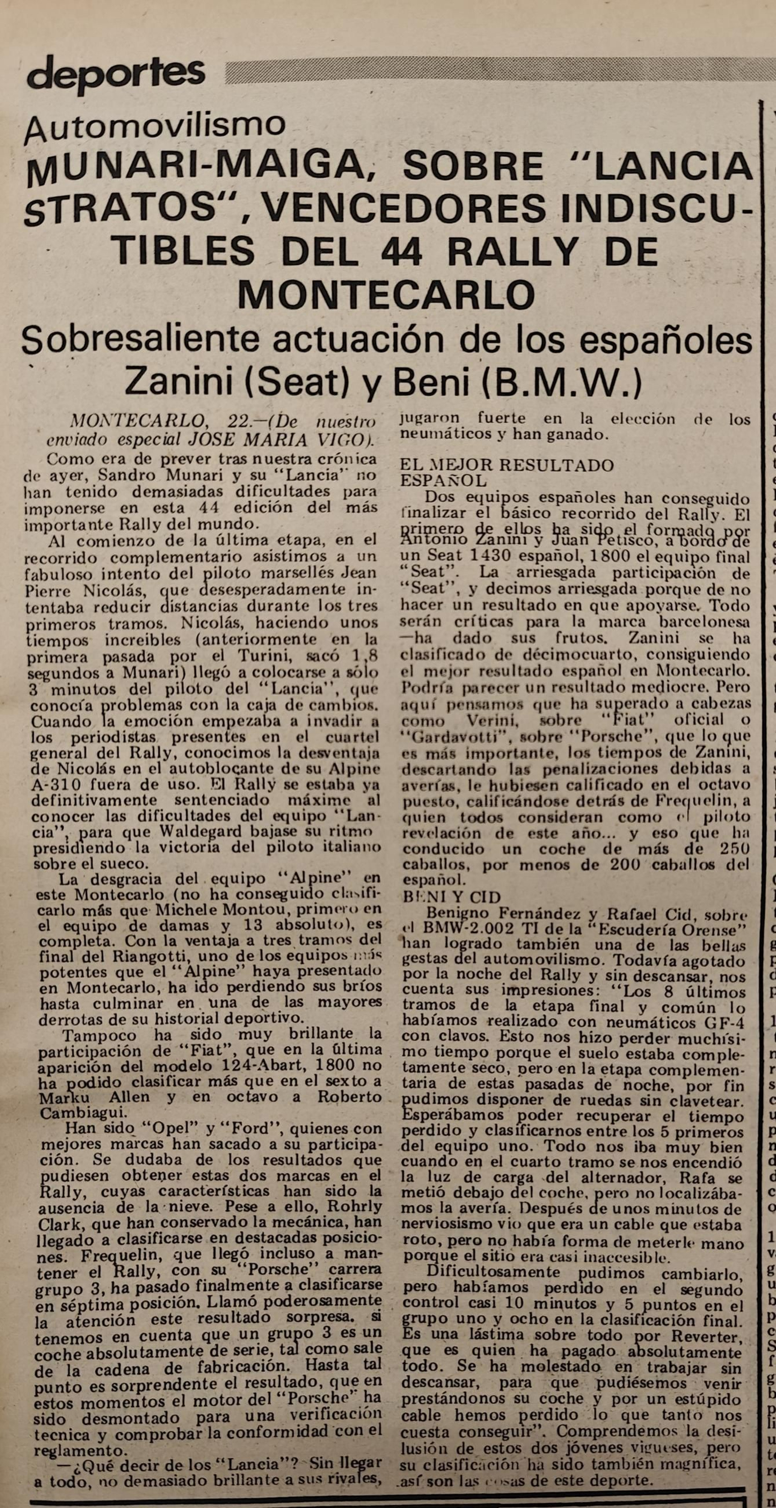 Noticias escaneadas de el periódico La Región del 29 de enero de 1976.