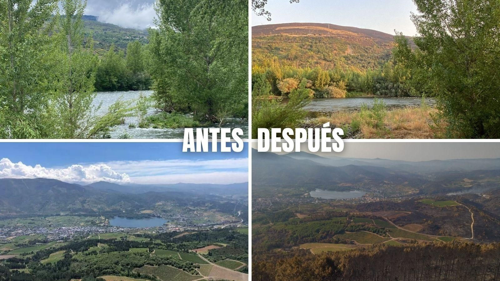 El antes y después de los incendios en Ourense.