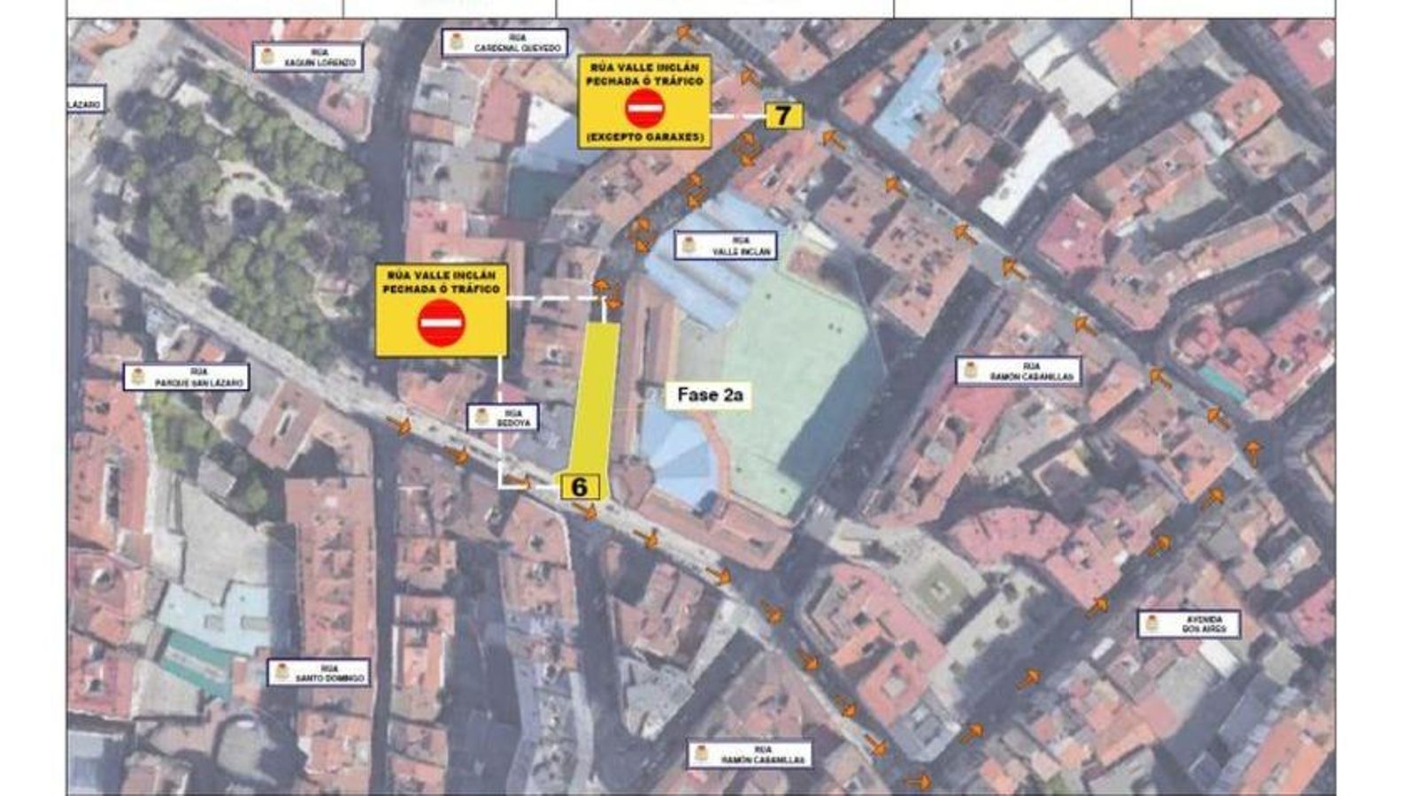 Así quedará el tráfico tras el corte de Valle Inclán por las obras.