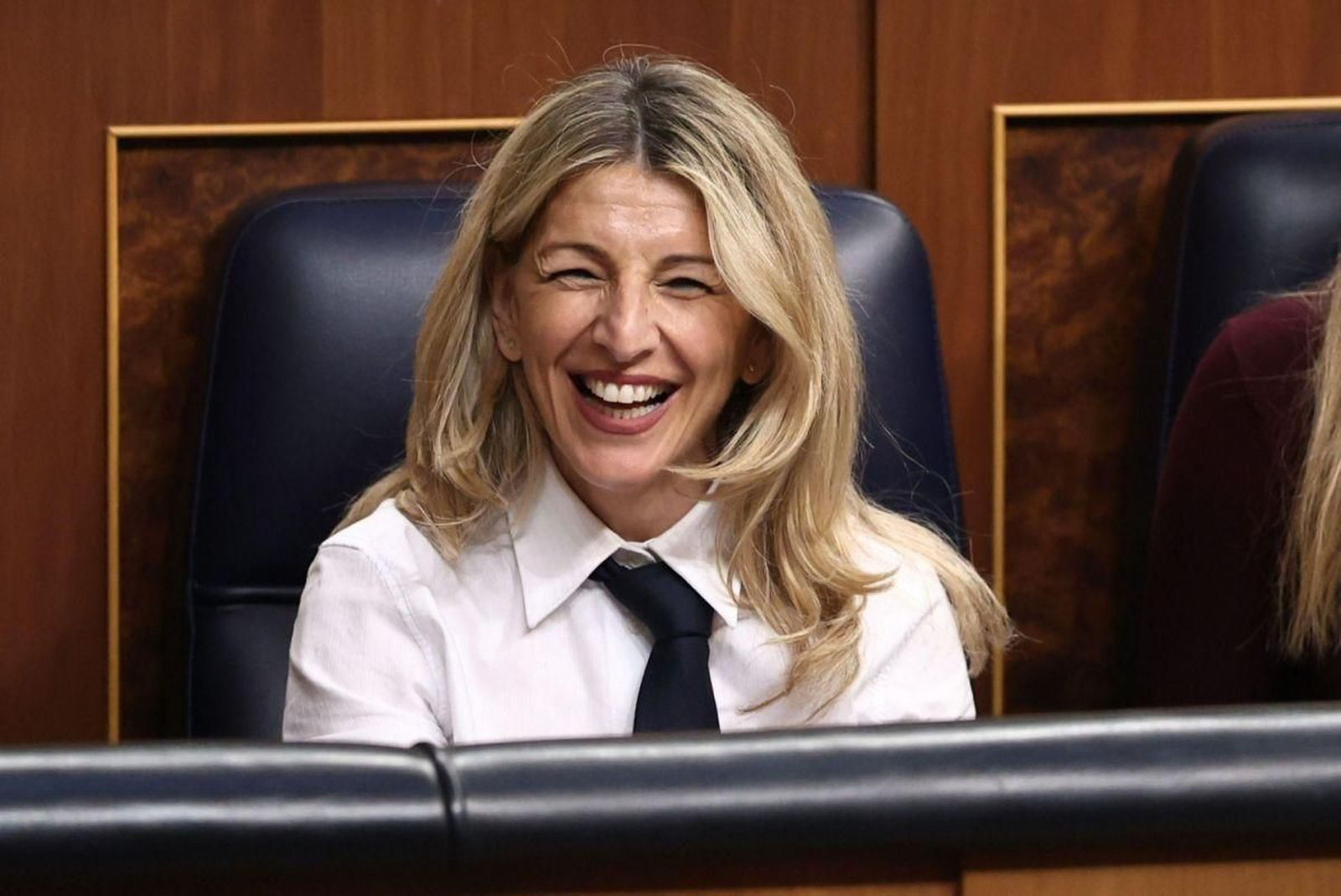 Yolanda Díaz, en su escaño del Congreso de los Diputados