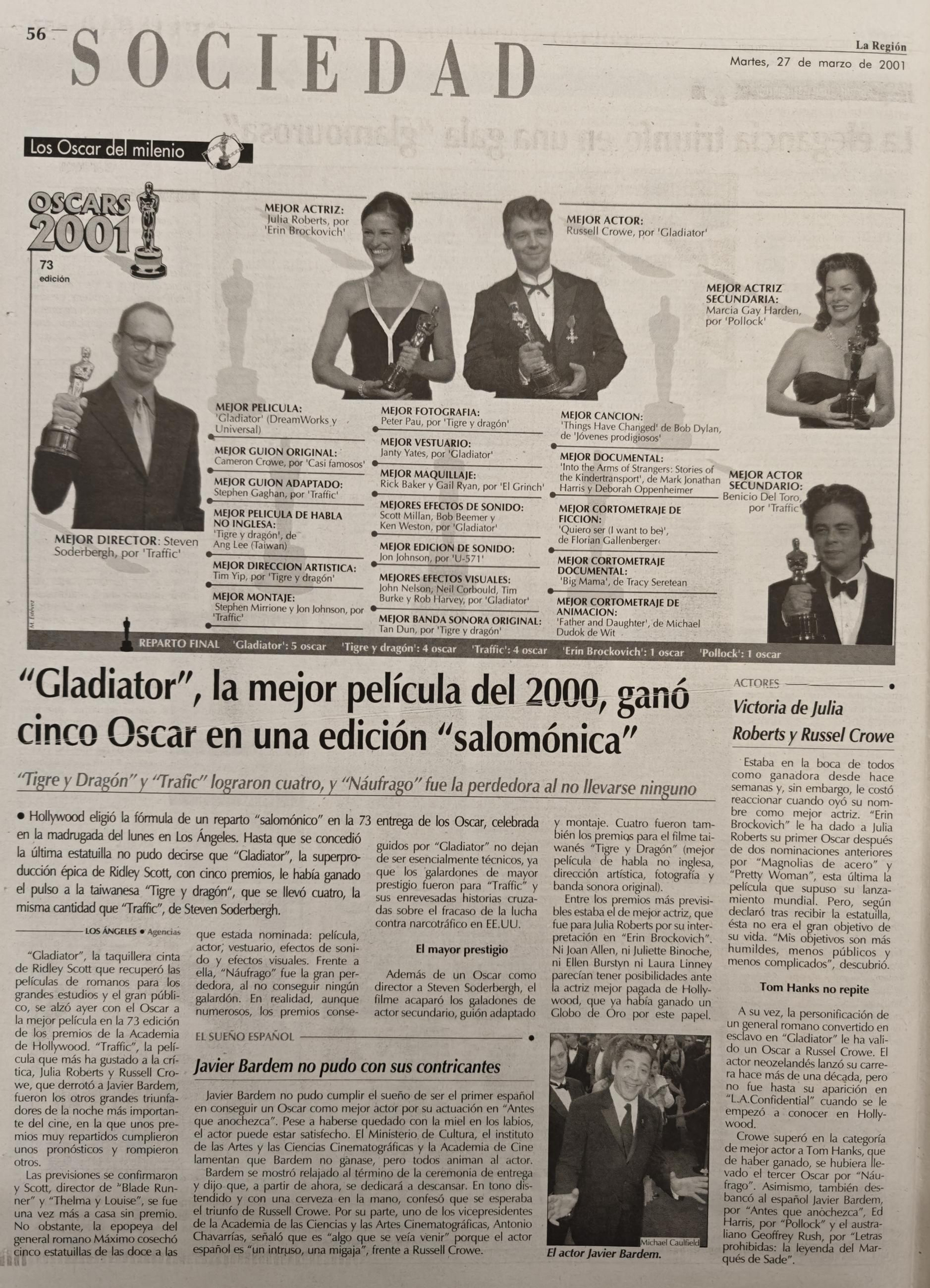 Noticias escaneadas del periódico La Región del 2001.
