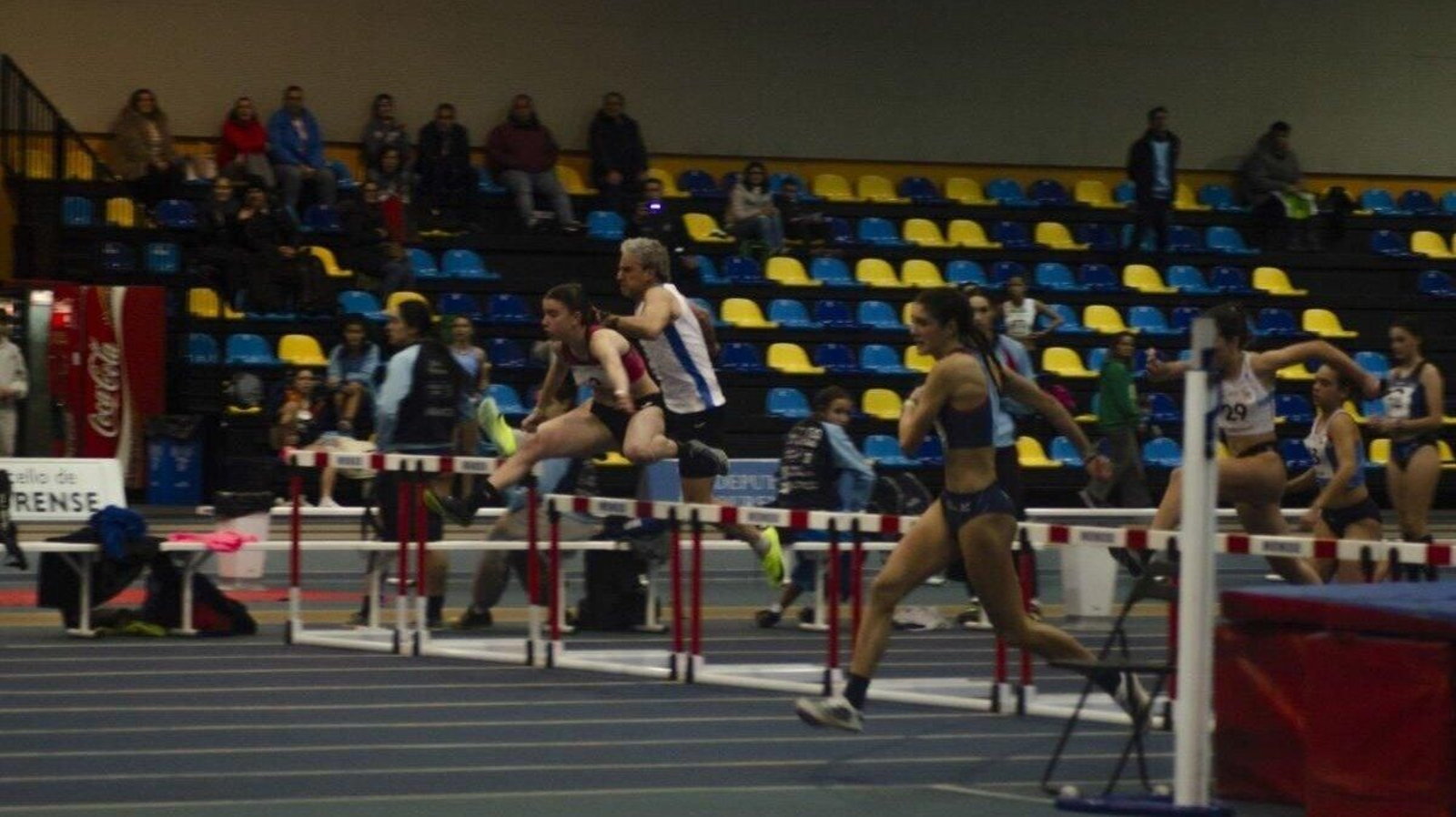 Una de las pruebas de la competición celebrada en Expourense fue el salto de valla. (Foto: Lucía Otero)