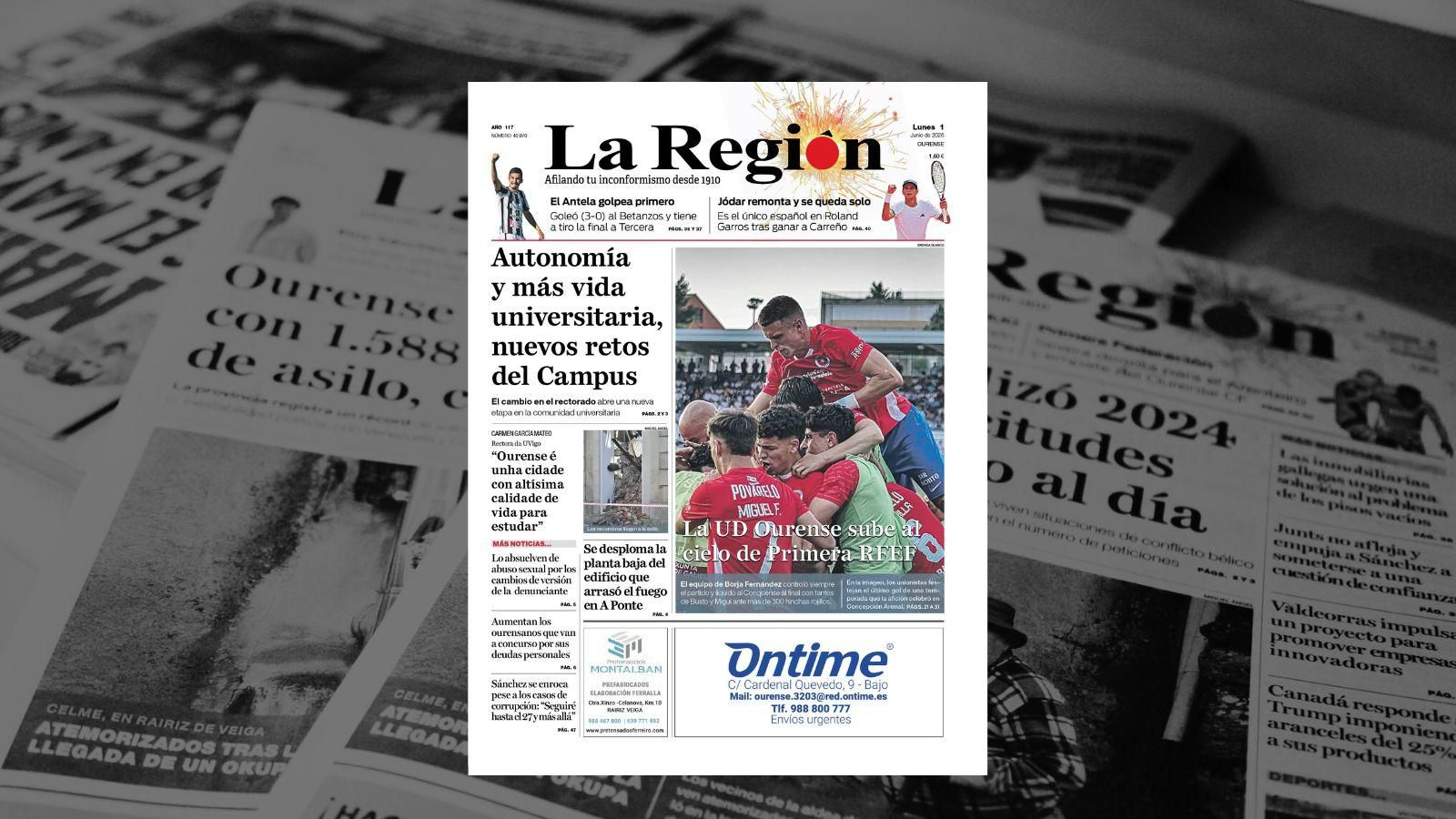 Los titulares de La Región de este lunes, 1 de junio