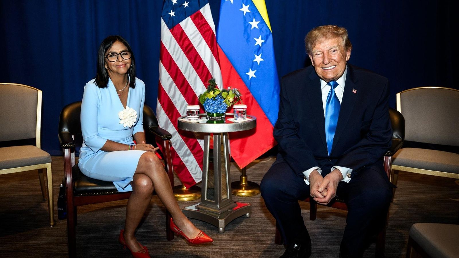 Los presidentes de Venezuela, Delcy Rodríguez, y Estados Unidos, Donald Trump