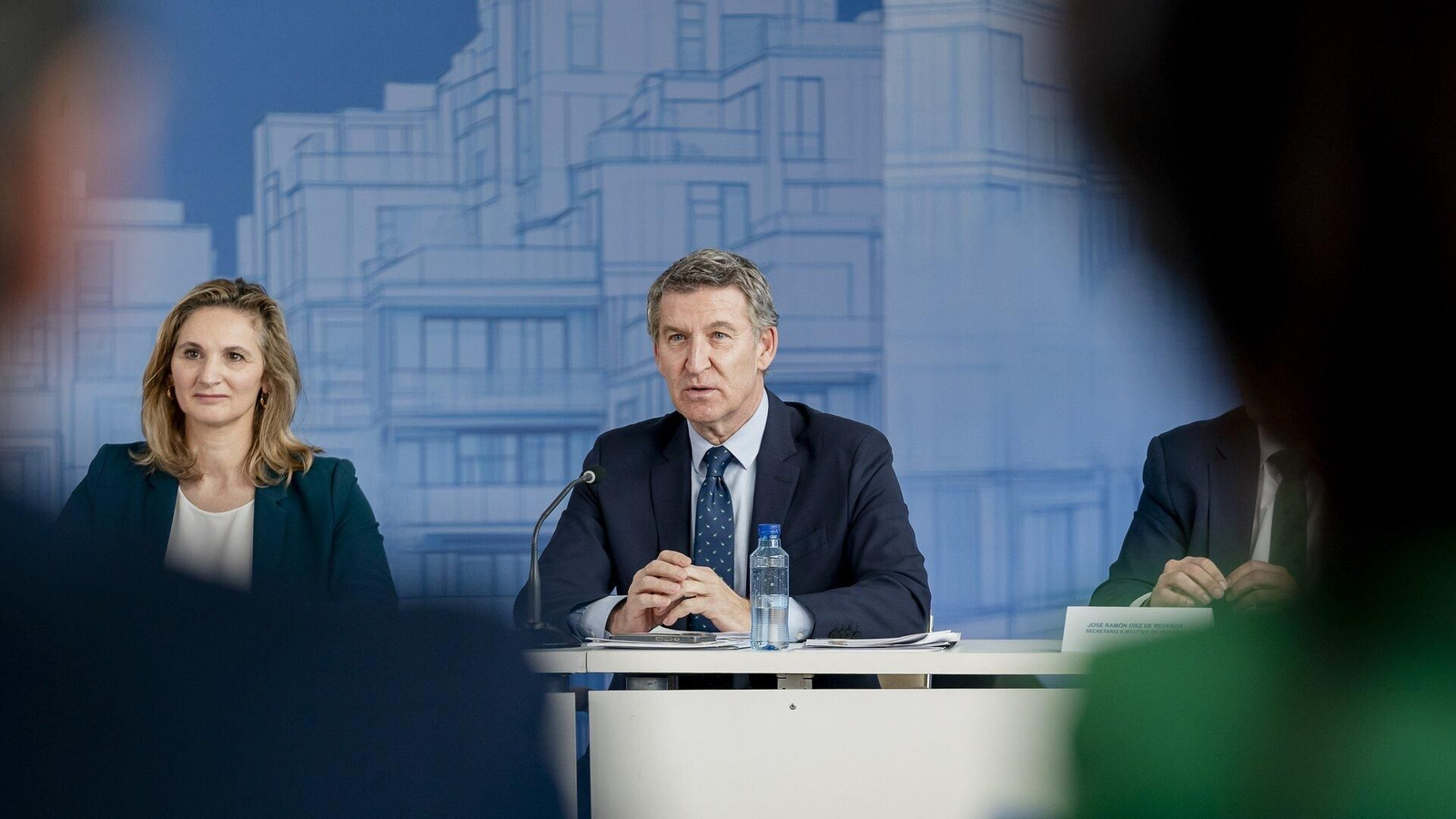 El presidente del PP, Alberto Núñez Feijóo, durante la presentación del plan de vivienda del PP. Foto: EP.