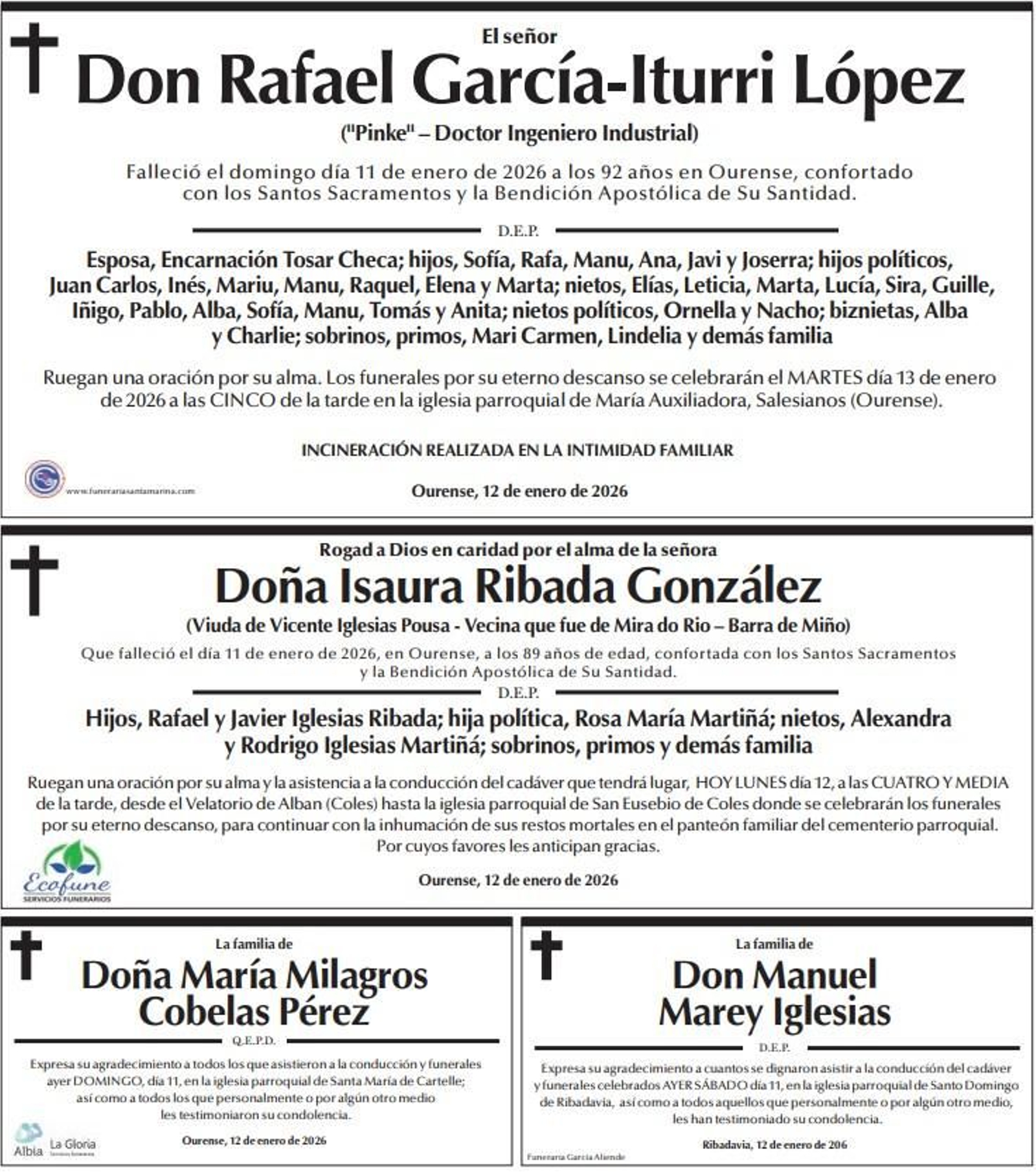 Las despedidas de este lunes en La Región