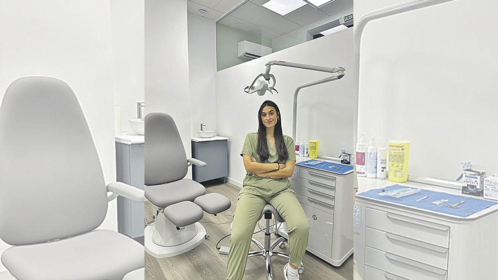 María Abad en su clínica de podología de A Valenzá.