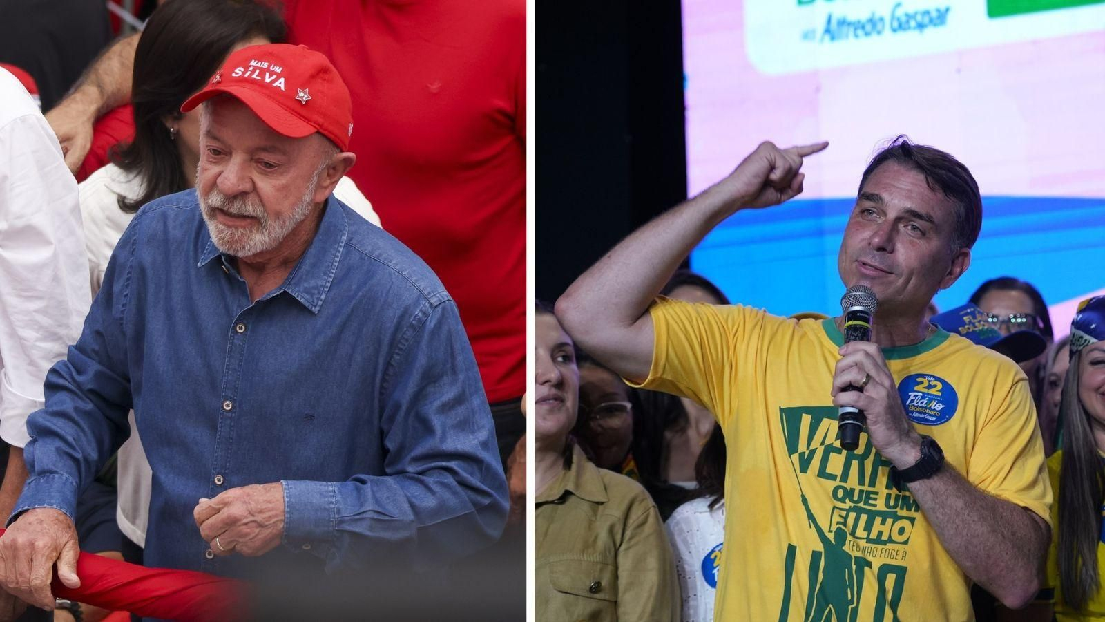 Lula da Silva y Flávio Bolsonaro ambos en una imagen de archivo.
