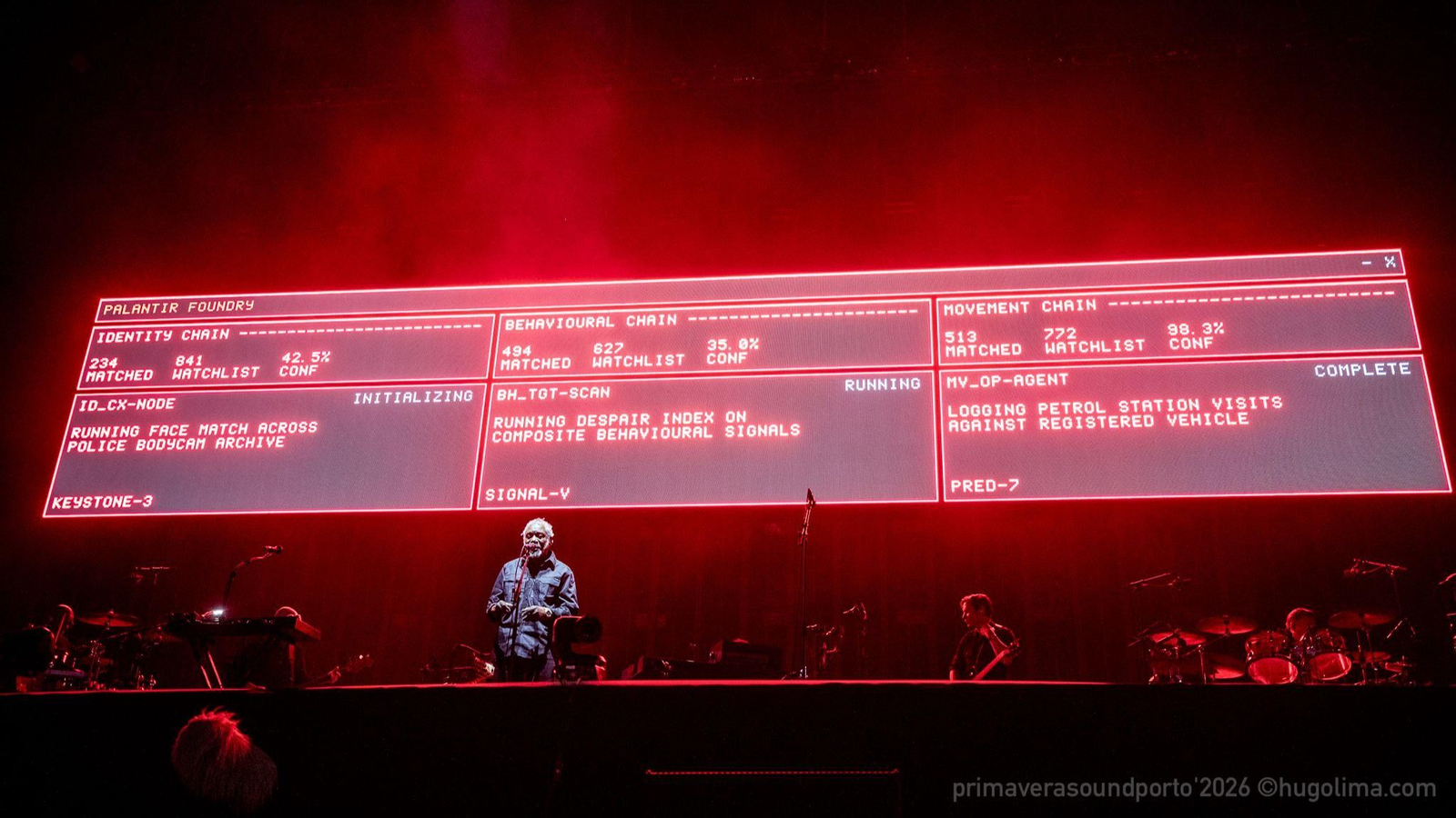 La banda británica Massive Attack durante su actuación en el Primavera Sound de Oporto.
