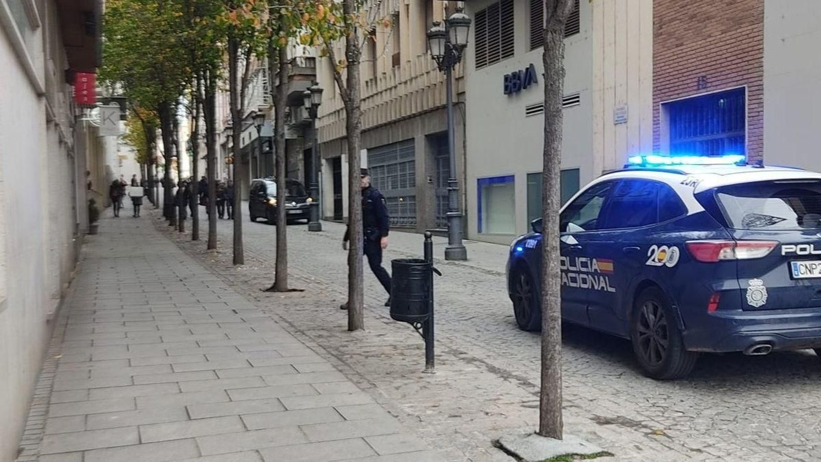 Dipositivo de seguridad junto a la Diputación de Badajoz