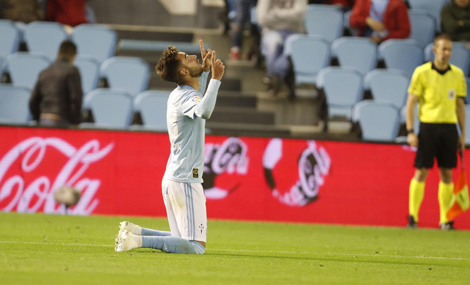 Brais Méndez celebró su gol en el enfrentamiento de ayer en Balaídos.