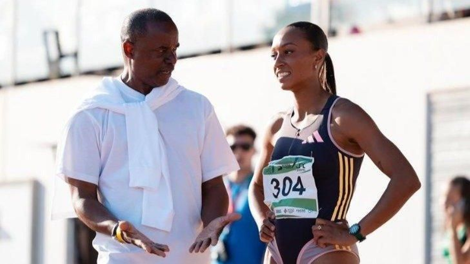 Iván Pedroso y Ana Peleteiro, en una foto subida por la atleta gallega en su despedida. // Instagram (@anapeleteirob)