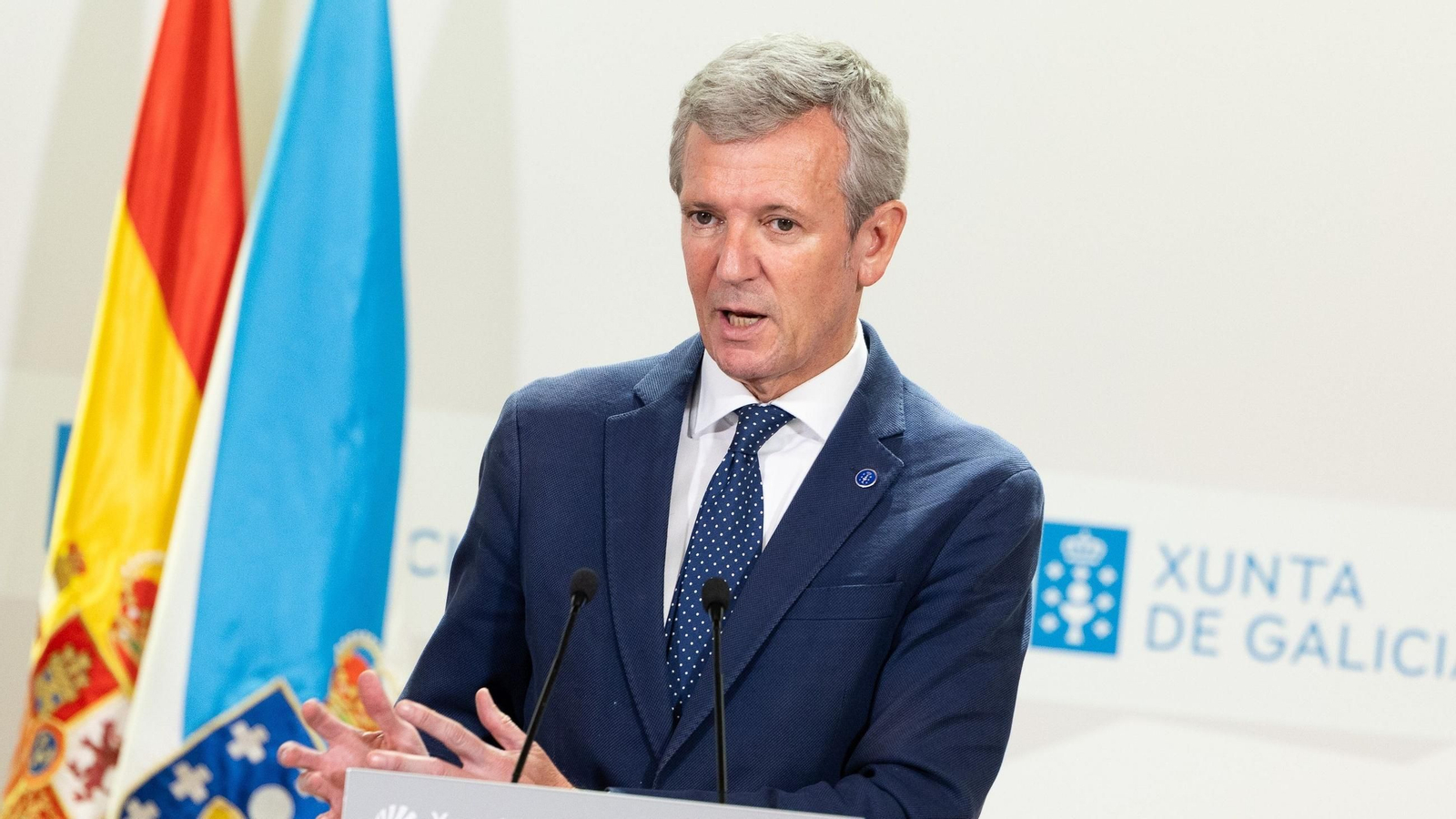 El presidente de la Xunta, Alfonso Rueda, en la comparecencia posterior al Consello de la Xunta.
