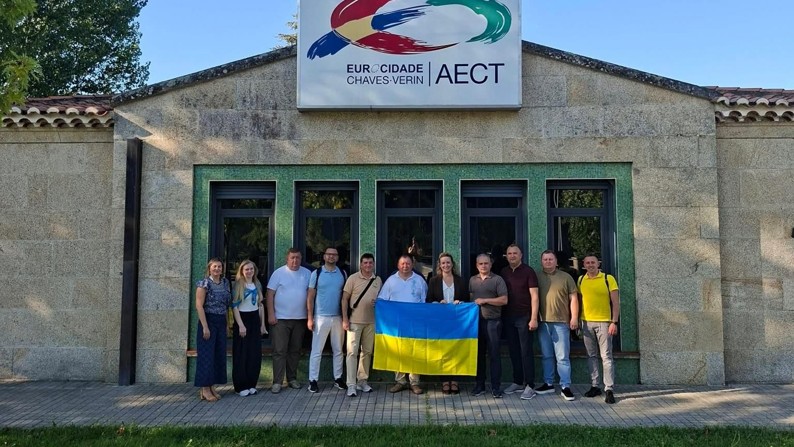 Os representantes institucionais de Ucraína, durante a súa visita á Eurocidade Chaves-Verín.
