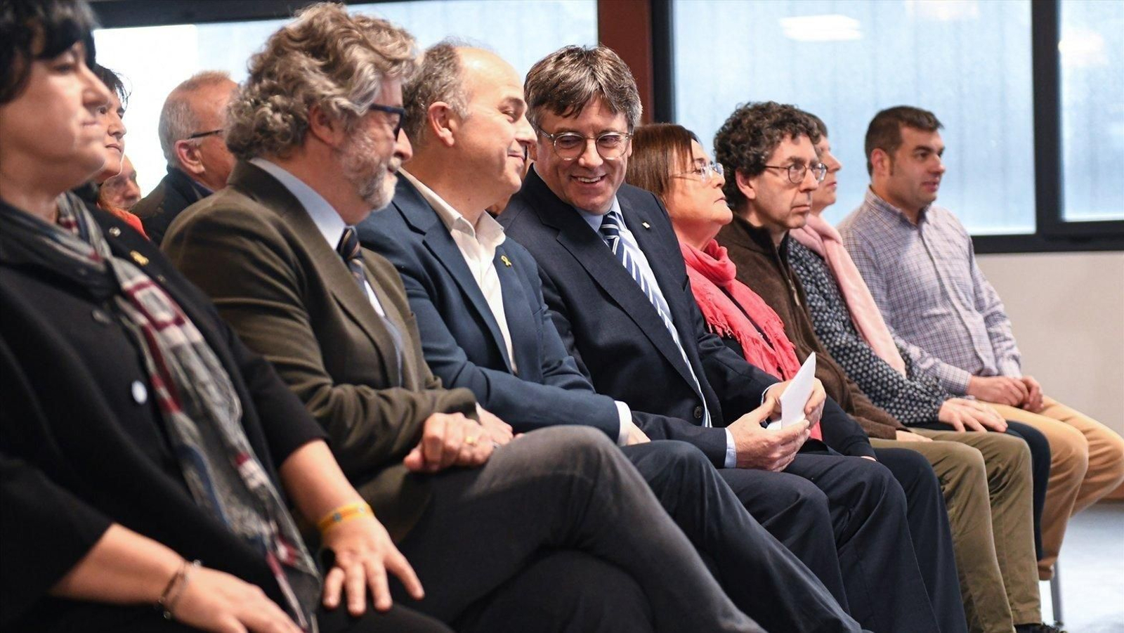 Carles Puigdemont, antes de su comparecencia ante los medios de comunicación en Perpiñán (Francia).