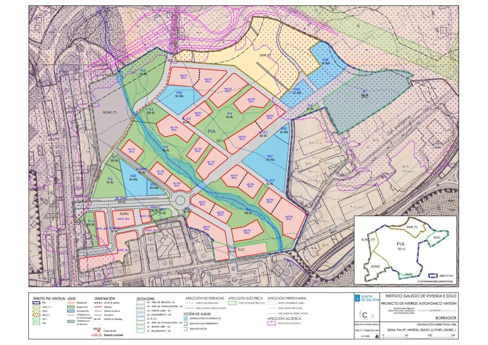 Proyecto de construcción de vivienda protegida en O Vinteún promovido por la Xunta.