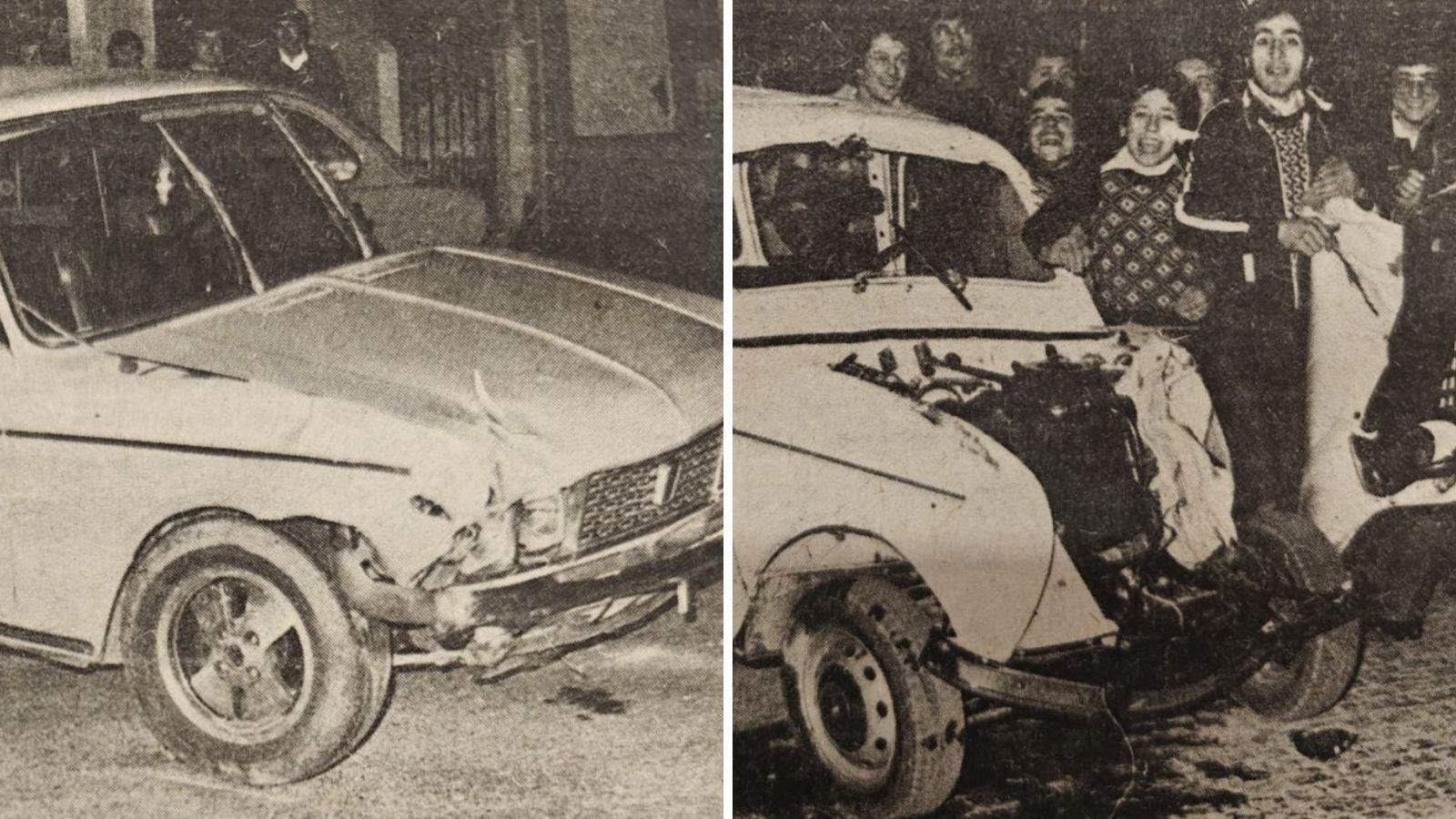 Los coches implicados rodeados de vecinos.