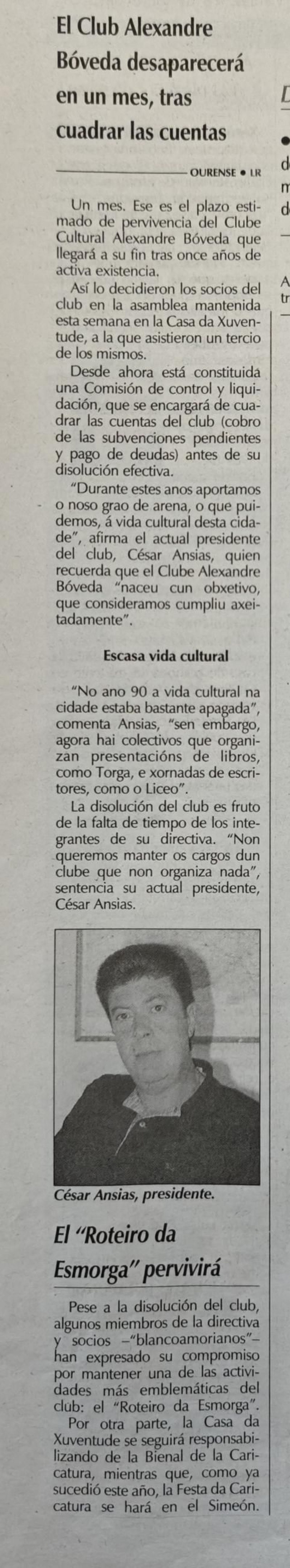 Noticias escaneadas de el periódico La Región del 2001.