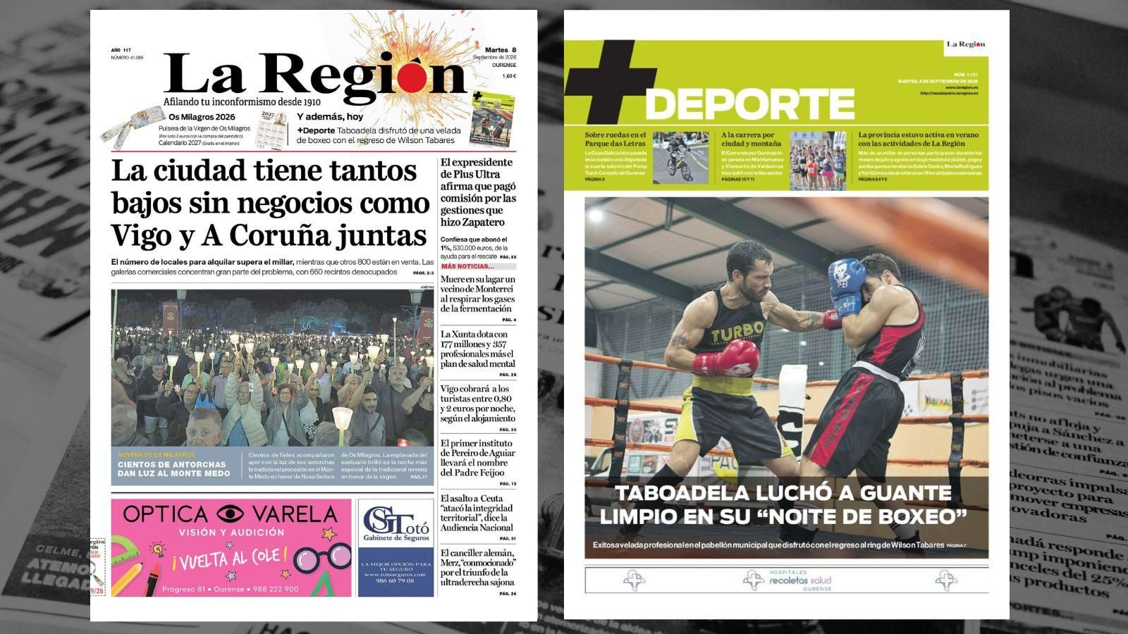 La portada de La Región de este martes, 8 de septiembre.
