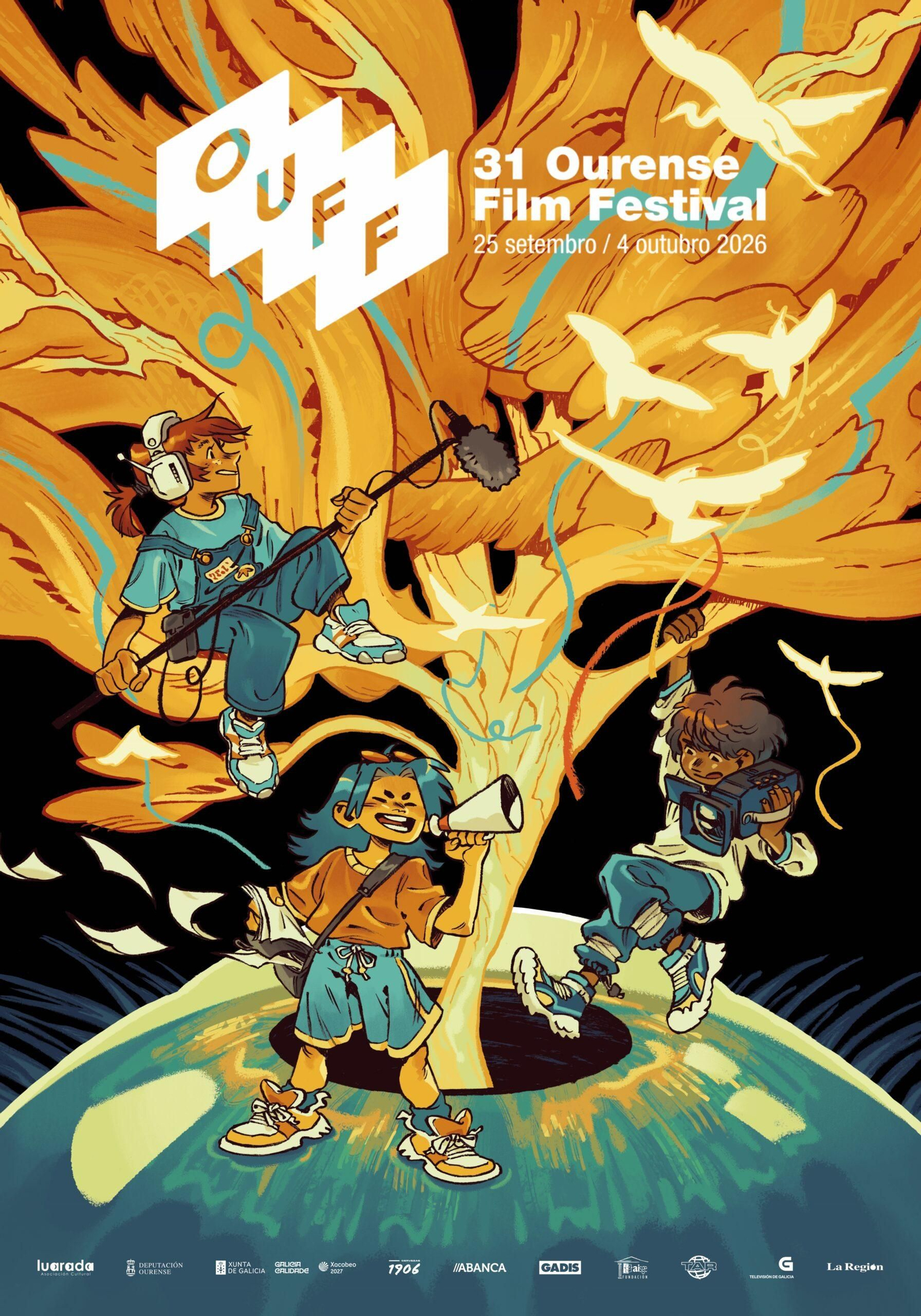 El cartel de la 31ª edición del OUFF, diseñado por la artista gallega Xulia Vicente, representa la mirada creativa y el talento que rodean al mundo del cine.
