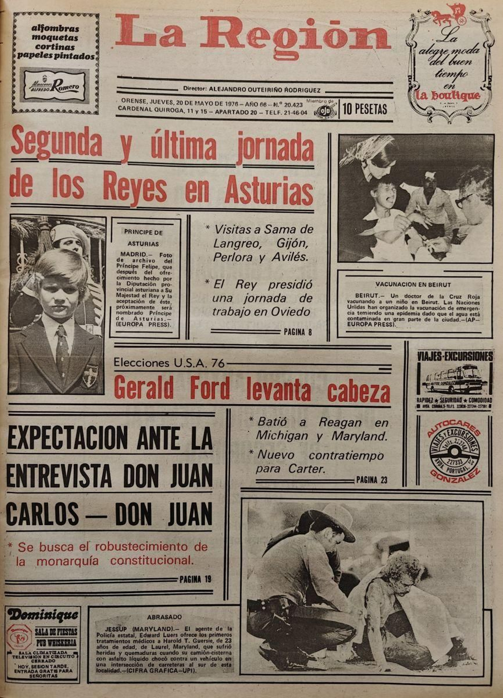 Los titulares de La Región del 20 de mayo de 1976