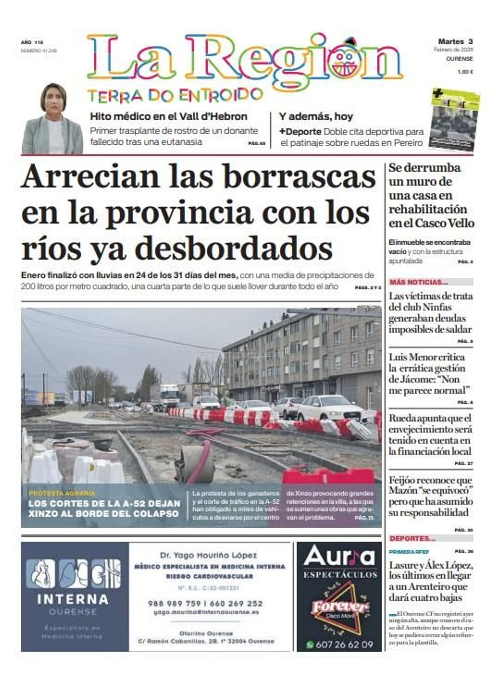 Los titulares de hoy, martes 3 de febrero, en La Región