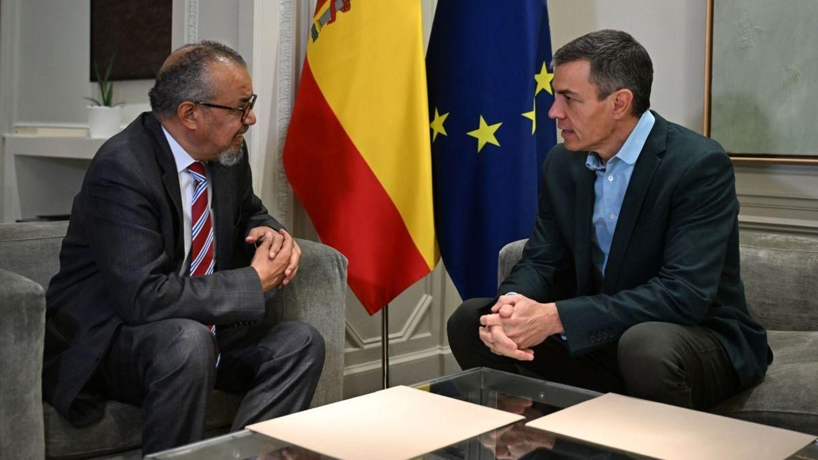 Sánchez recibió en La Moncloa al director general de la OMS, Tedros Adhanom Ghebreyesus.