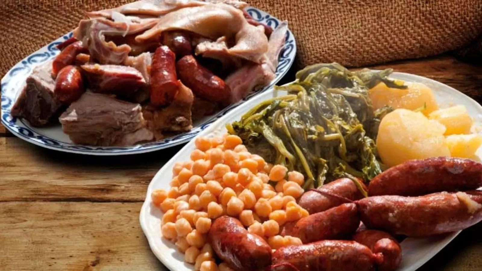 Una muestra de un cocido típico gallego. 