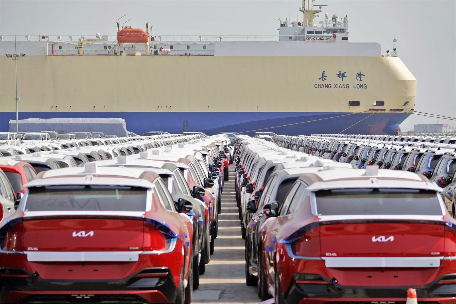 Coches para la exportación en el puerto chino de Shandong