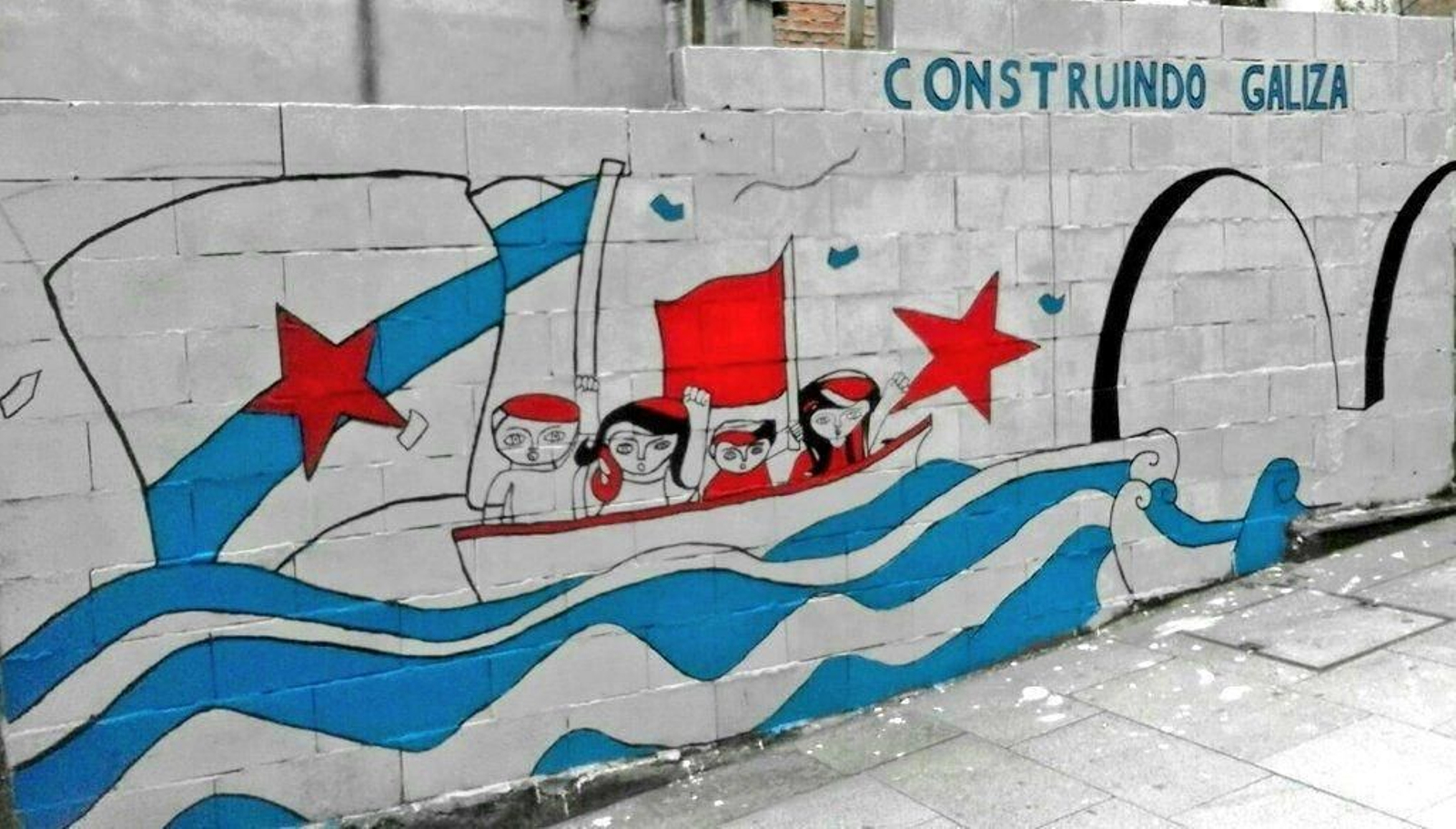 El mural reivindicativo del Casco Vello realizado hace unos días por Arrulique.